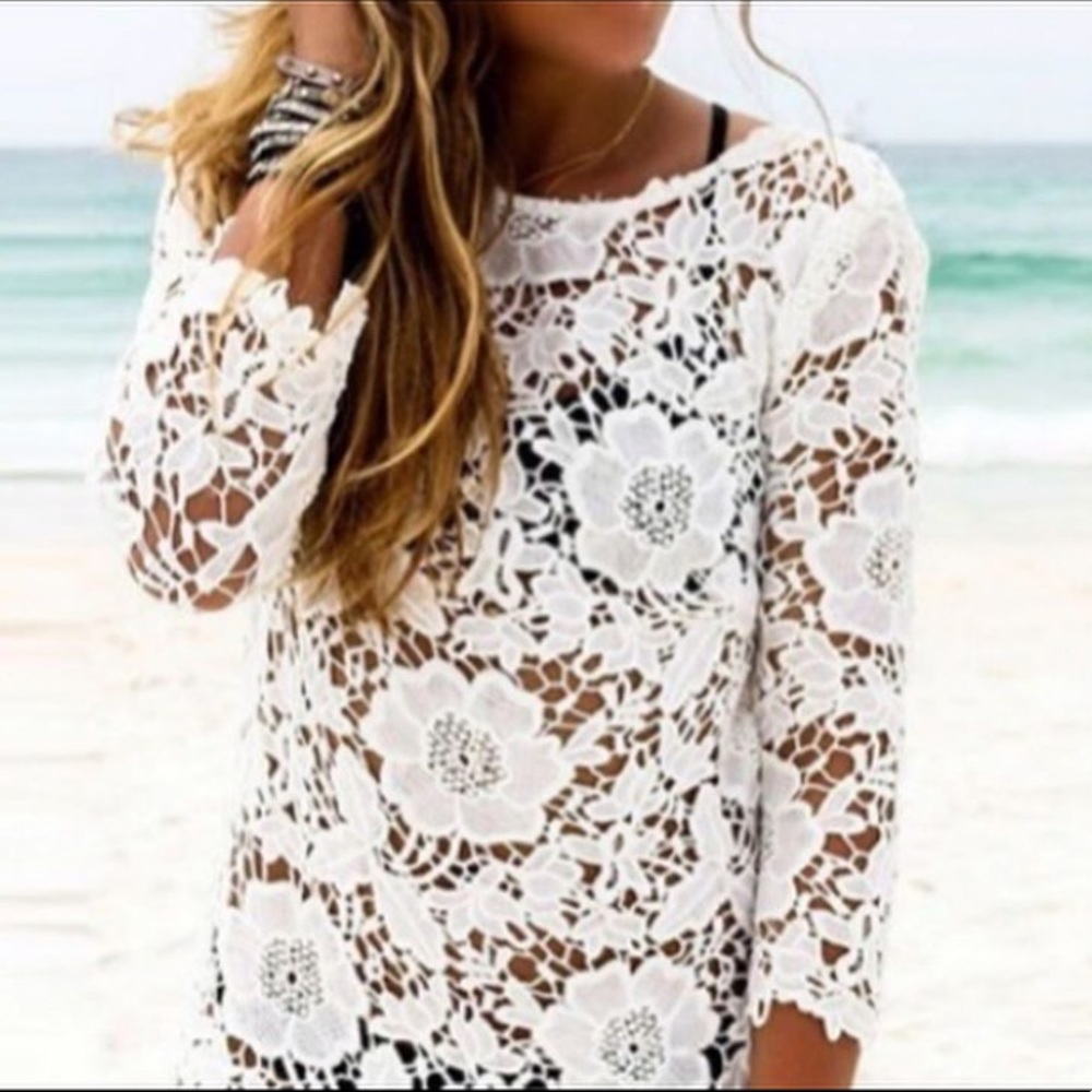 🎉 HOST PICK 🎉 NWOT Long sleeve lace tunic top